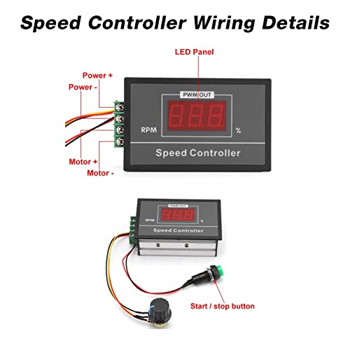 [Australia - AusPower] - DC 6-60V 12V 24V 36V 48V 30A PWM DC Motor Speed Controller (PWM) Speed Adjustable Stepless Governor Regulator, Motor Speed Controller with Start Stop Switch 