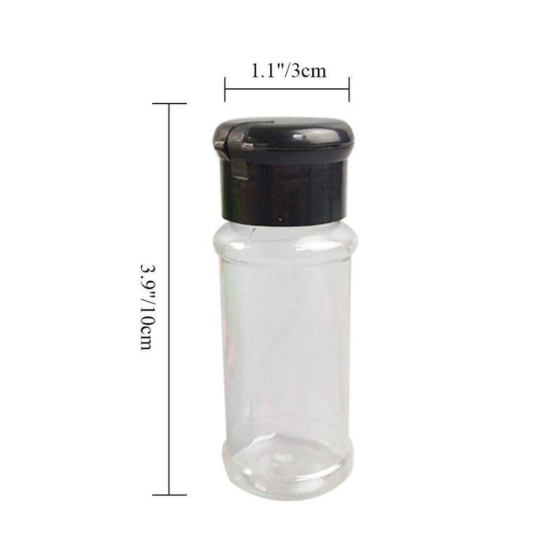 [Australia - AusPower] - Set of 12Pcs Plastic Spice Bottles with Sifter Lid 2 Oz. Clear Reusable Containers Jars for Home Kitchen Herbs Seasonings Confectionary Toppings (Black) Black12pcs 