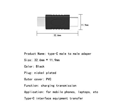[Australia - AusPower] - Type C Male to Type C Male Adapter Support Data Synchronization and Charging USB C to USB C Cable 3.1 Gen 2 10Gbps 60W Converter, 2-Pack 