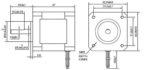 [Australia - AusPower] - STEPPERONLINE Nema 17 Bipolar Stepper 0.9deg(400 steps/rev) 1.68A 44Ncm(62.3oz.in) Motor 