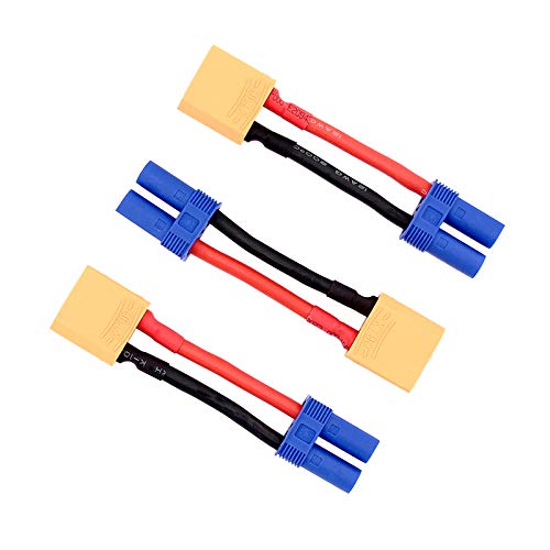 [Australia - AusPower] - 3pcs Female EC5 to XT90 / XT-90 Male Connector Adapter Cable with 12awg 5cm(BDHI-68) 