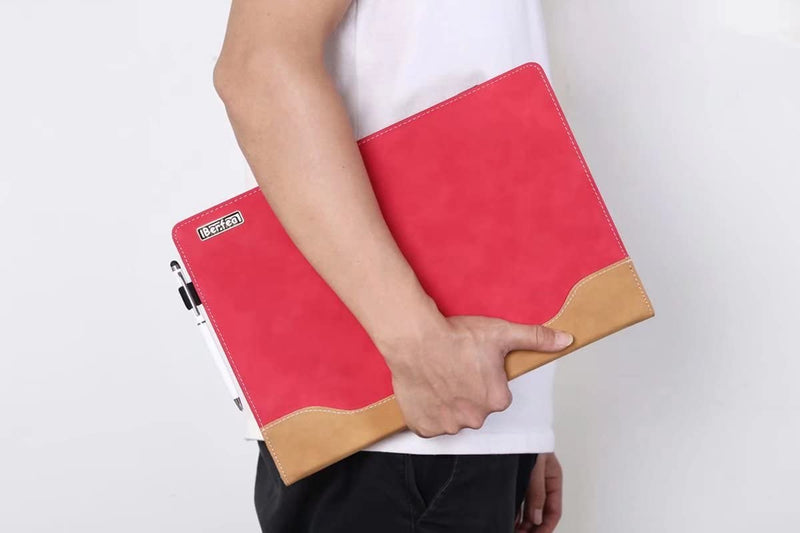 [Australia - AusPower] - Berfea Protective Case Compatible with LG Gram 16 inch Laptop PU Leather Cover Computer Notebook Sleeve Cases Red 