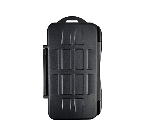 [Australia - AusPower] - JJC MC-SD12 Ruggard SD Card Case, Shockproof SD Card Case, Water-Resistant SD Card Case, Rubber Sealed Ergonomic Locking Easy Carrying Memory Card Case Fits 12 SD Cards Black 