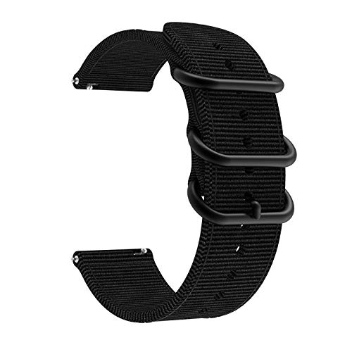 [Australia - AusPower] - Anrir Compatible for Garmin Vivoactive 4S Watch Band, 18mm Woven Nylon Band Black+Leather Band+Silicone Band for Garmin Vivomove 3S 39mm, Fossil Q Venture Gen 4 HR/Gen 3 Smart Watch-3 Pack black+black+orange 