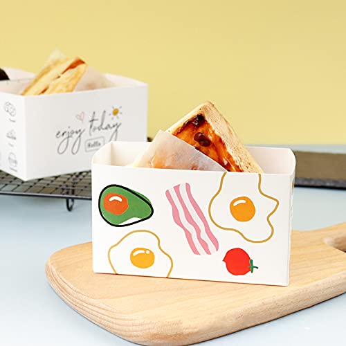 [Australia - AusPower] - Take Out Food Containers,Sandwich Take Out Boxes (50 Pack)- Toast Holding Bread Tray, Hot Dog Donut Egg Waffle Packaging Box Lunch Box - to Go Containers for Restaurant, Picnic and Party (A) A 
