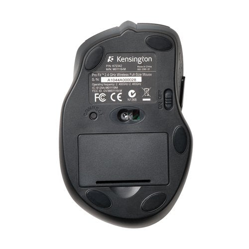 [Australia - AusPower] - Kensington Pro Fit Full-Size Wireless Mouse (K72370US),Black/Silver 