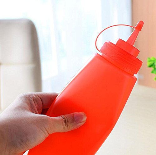 [Australia - AusPower] - 3PCS 12oz/360ML Empty Refillable Squeeze Sauce Condiment Bottles Food Grade Mustard Storage Container Jar Pot with Twist on Cap Lids for Ketchup Mayo Vinegar Cream Honey Salad Dressing(Color Random) 