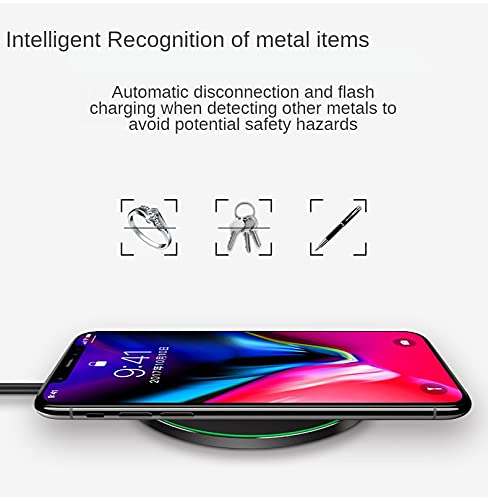 [Australia - AusPower] - Wireless Charger, QI Fast Charging Wireless Charger for iPhone13/ 12/12 Mini/12 Pro Max/SE, 11, 11 Pro Max, XR, Xs Max, XS, X, 8, 8 Plus, Fast-Charging for Galaxy S20 S10 S9 S8, Note 10 (10W Black) 10W Black 