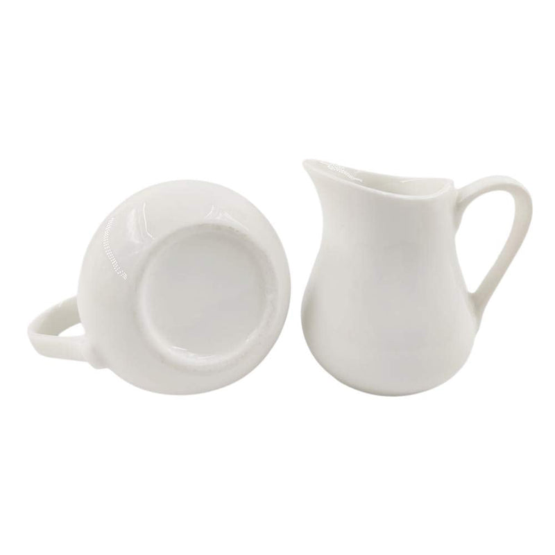 [Australia - AusPower] - Sizikato 2pcs Pure White Ceramic Creamer with Handle, Mini Coffee Milk Creamer Pitcher. 2 Ounce 2oz + 2oz 