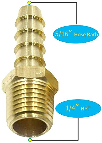 [Australia - AusPower] - PHITUODA 2pcs 5/16" Hose Barb to 1/4" NPT Male Brass Quick Coupler, Air M Type Fittings Compression Hose Fittings Quick-Connect Fittings 5/16" Barb to 1/4 NPT Male 
