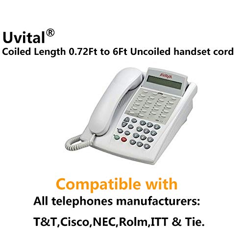 [Australia - AusPower] - Telephone Phone Handset Cable Cord,Uvital Coiled Length 1 Foot Landline Phone Handset Cable Cord RJ9/RJ10/RJ22 4P4C(White,2 PCS) 