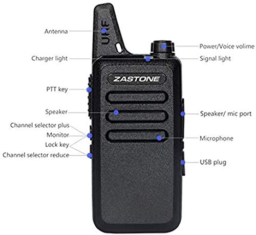 [Australia - AusPower] - Zastone X6 Rechargeable Long Range Two-Way Radios with Earpiece 2 Pack 3W 16-Channel UHF Walkie Talkies 2Pack Black01 