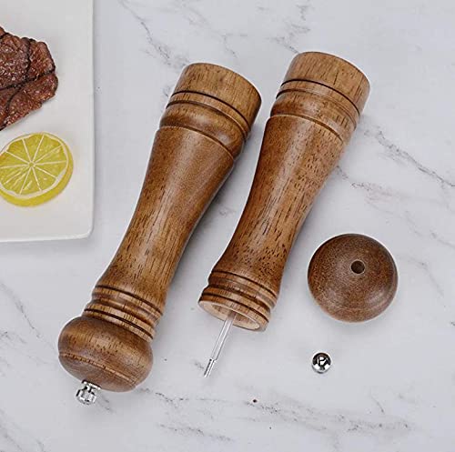 [Australia - AusPower] - Pepper Grinder, Vintage Manual Kitchen Pepper Mill with Adjustable Grinder, Solid Wood, One Year Warranty, 5-Inch, Bacow 