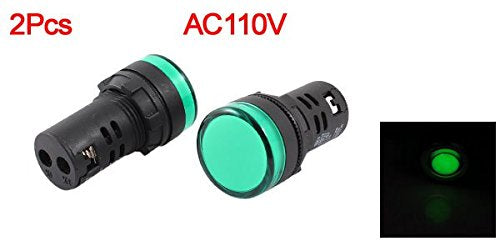 [Australia - AusPower] - uxcell A14062300ux0062 LED Power Indicator Pilot Signal Light Lamp, 22 mm Panel Mount, AC 110V, 2 Piece, Green 