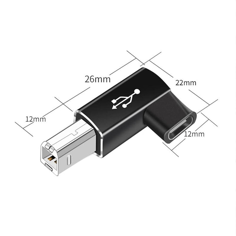 [Australia - AusPower] - USB C Female to Midi 90 Degree Adapter, 2Pack Right and Left Female USB C to Male USB B Printer Adapter, Compatible with Printers, MIDI, Eectric Pianos, Synthesizers, USB Microphones 