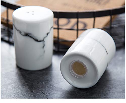 [Australia - AusPower] - Sizikato 2pcs Marble Stripes Ceramic Salt and Pepper Shakers Marble-Style Furniture Kitchen and Table Decoration. 