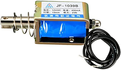[Australia - AusPower] - Heyiarbeit DC 12V 25N Push Pull Type Solenoid Electromagnet 0.4A 4.8W 10mm Stroke Open Frame Solenoid, Linear Motion, JF-1039B-12V 