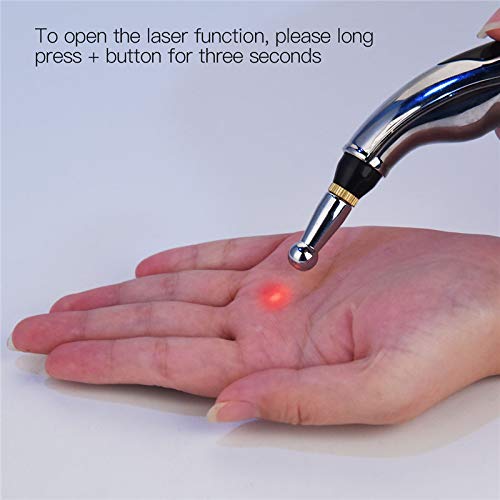 [Australia - AusPower] - 3-in-1 Acupuncture Pen Electronic Acupuncture Massage Pen with 3 Massage Heads and 2 Massaging Gel USB Rechargeable Meridian Energy Pen for Pain Relief 