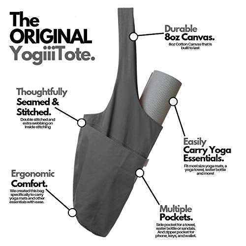 [Australia - AusPower] - Yogiii Yoga Mat Bag | The Original YogiiiTote | Yoga Mat Tote Sling Carrier with Large Side Pocket & Zipper Pocket | Fits Most Size Mats 