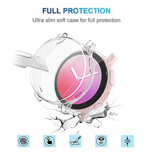[Australia - AusPower] - [2Pack] Tensea Compatible with Samsung Galaxy Watch Active 2 Screen Protector Case 40mm, Bumper Full Around Cover for Samsung Galaxy Watch Active2 40 (Clear, 40mm) Clear 