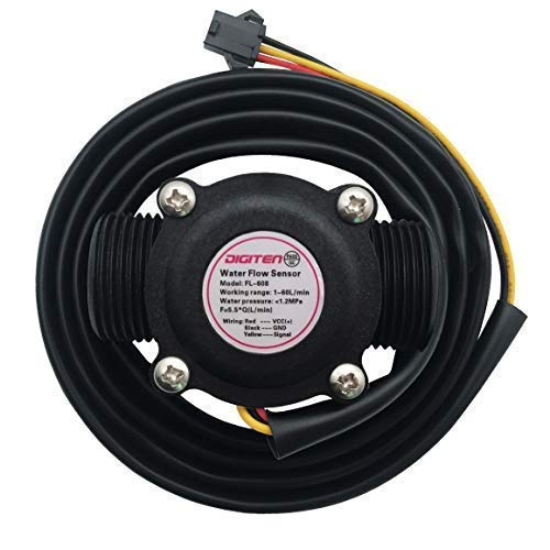 [Australia - AusPower] - DIGITEN G3/4" Water Flow Sensor with 1.2M(3.9ft) Cable, Food-Grade Hall Effect Sensor Flow Meter Flowmeter Counter 1-60L/min - Arduino, Raspberry Pi, and Reverse Osmosis Filter Compatible 120cm Cable Length 