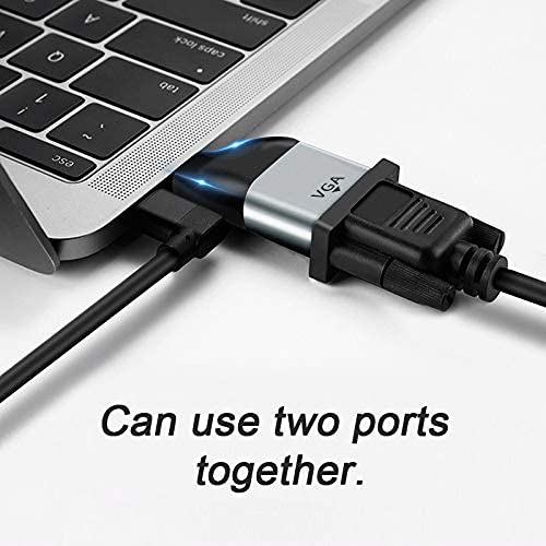 [Australia - AusPower] - CY USB C to VGA Adapter VGA to USB Type C Cable Monitor Adapter for Tablet Phone Laptop 1080p 60hz Silver - VGA 