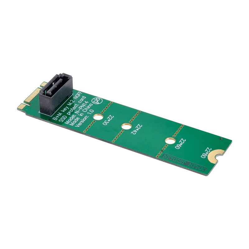 [Australia - AusPower] - NFHK Motherboard NGFF B/M-Key M.2 to Vertical SATA 7pin Hard Disk Drive SSD PCBA Extension Adapter Green B/M-key to 1 SATA 