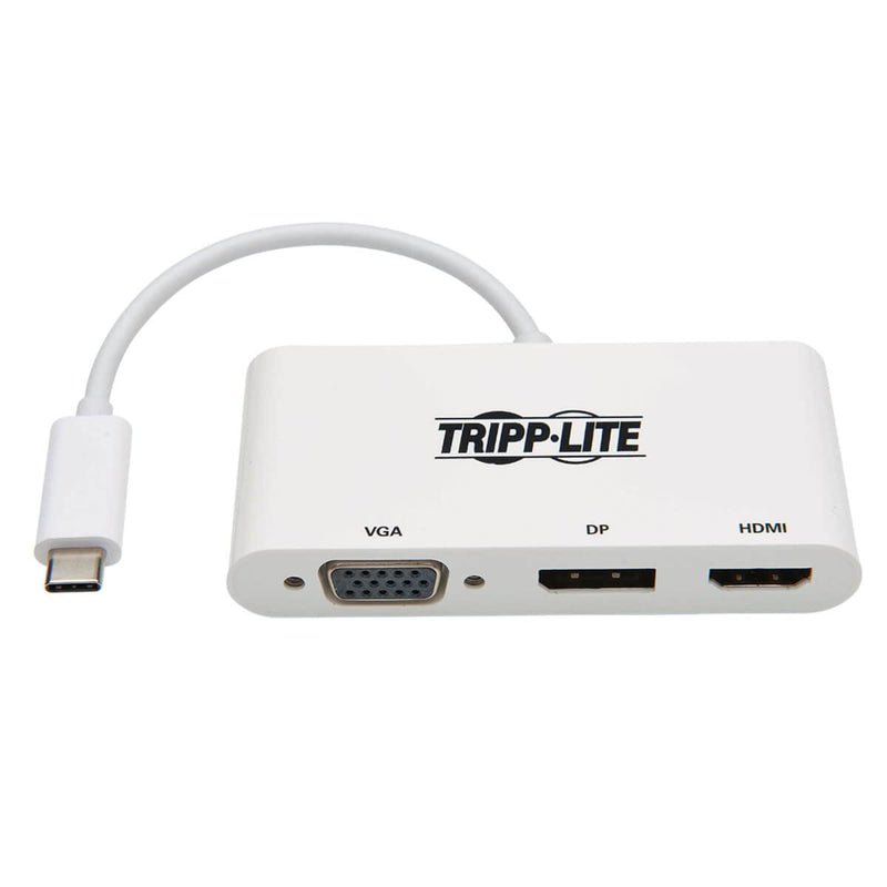 [Australia - AusPower] - Tripp Lite USB C to HDMI/DisplayPort/VGA Adapter (M/F), USB 3.1 Gen 1, Thunderbolt 3 to HDMI/DisplayPort/VGA, 4K Adapter, White (U444-06N-HVDPW) 