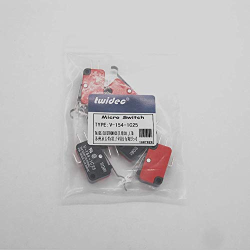 [Australia - AusPower] - Twidec/6Pcs Micro Limit Switch Long Hinge Bending Lever Arm SPDT Snap Action Switch for Arduino V-154-1C25 