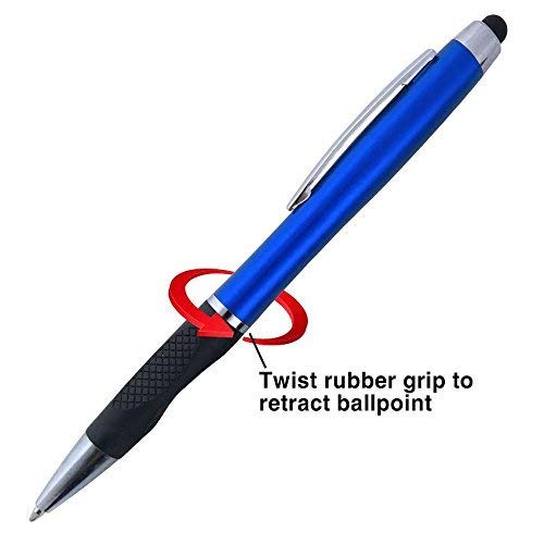 [Australia - AusPower] - SyPen 2-1 Twist Action Stylish Metallic Capacitive Stylus with comfort grip Ball point"Blue Ink" Pen for Touchscreen Devices, Iphone, Ipad, Android Tablets (12-Pack) Metalic 