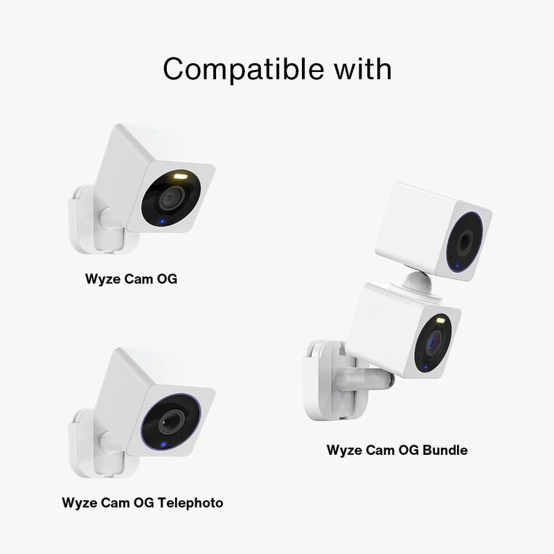 [Australia - AusPower] - Holicfun Adhesive Mount for Wyze Cam OG and Wyze Cam OG Telephoto (White, 2-Pack) 