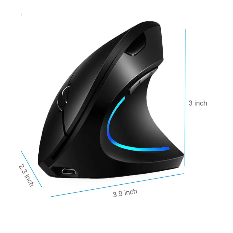 [Australia - AusPower] - Vertical Mouse, Right Handed 2.4GHz Wireless Ergonomic Rechargeable Vertical Mouse with 4 Adjustable DPI 800/1200/1600/2400, 6 Buttons,Compatible with PC, Desktop,Mac (Black)… Black 