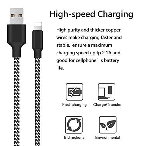 [Australia - AusPower] - [Apple MFi Certified]Lightning Cable,iPhone Charger Cable[5Pack 6FT] iPhone Fast Charging Cable Cord USB Nylon Braided for iPhone 13/12/11 Pro Max/XS MAX/XR/XS/X/8/8Plus/7/7 Plus/6S/6/5/SE/AirPods. Black&White 