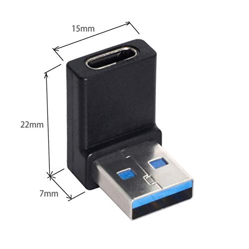 [Australia - AusPower] - Cablecc USB-C Type C Female 90 Degree Down Angled to USB 3.0 A Male Data Adapter for Laptop Desktop 