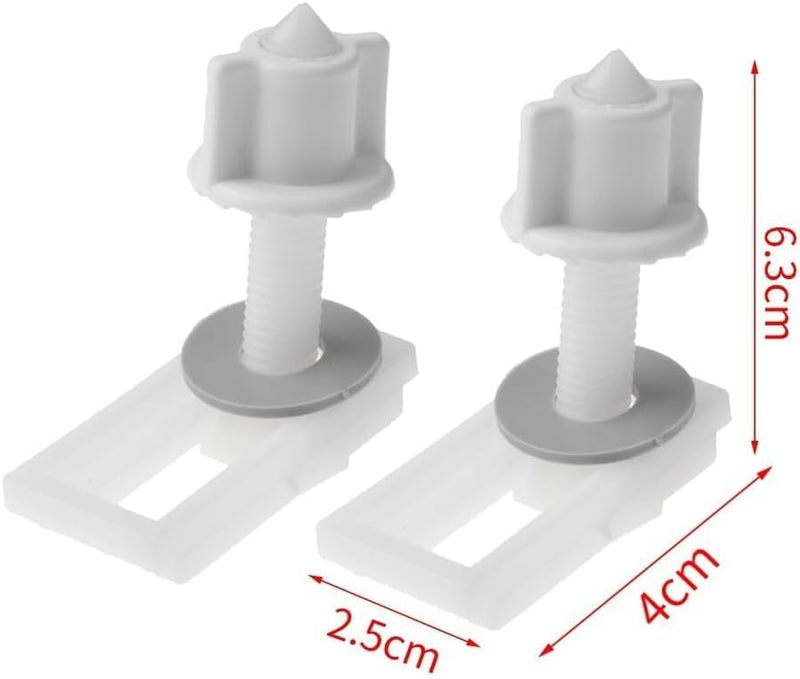 [Australia - AusPower] - 2Pcs White Plastic Toilet Seat Screws and Nuts with Washers,Toilets and Toilet Parts, Toilet Parts,Hinge Bolts Screws Hinges Replacement Parts for Mounting Toilet Seats Toilet Lid Toilet Seats 