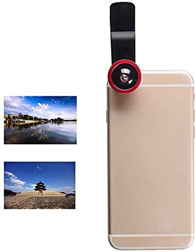 [Australia - AusPower] - for iPhone Android Mobile Phone Camera Universal Lens kit 3 in 1 Clipped on The Accessory 185°fisheye Wide Angle 10x Macro for Amateur Mobile Phone Photography-red 