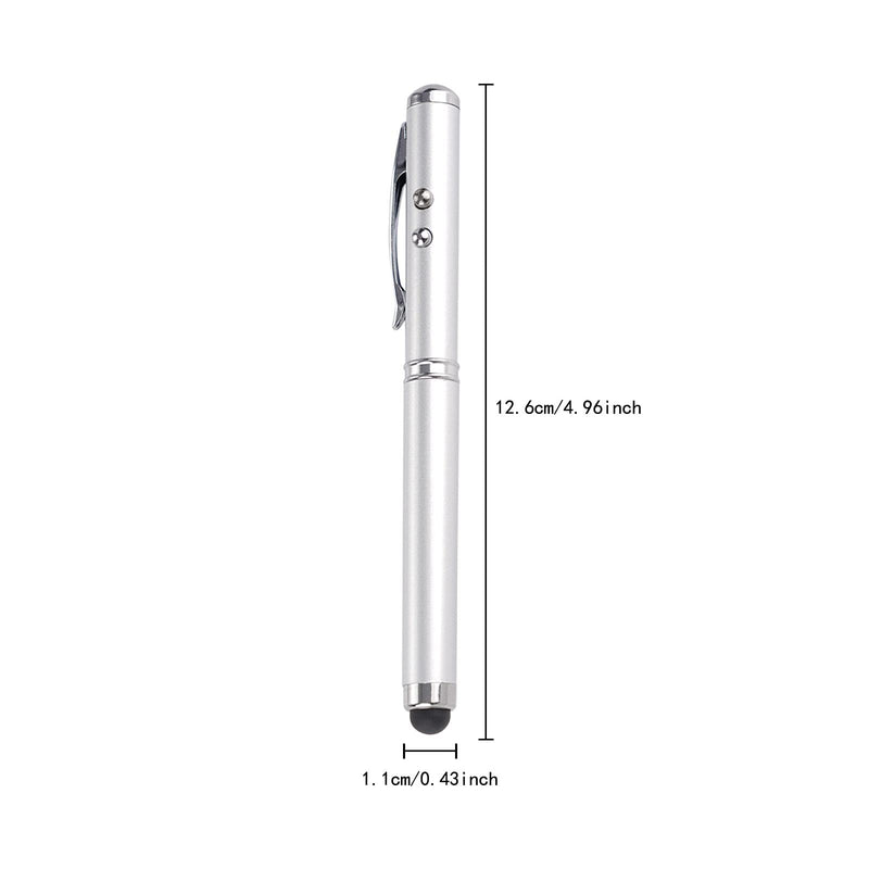 [Australia - AusPower] - Metal multi-function pen, touch screen stylus, flashlight with white light, infrared, creative Christmas and birthday gifts (1 Silver) 