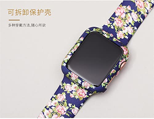 [Australia - AusPower] - BONICI Smart Watch Band for Apple Watch Series 6/SE/5/4/3/2/1 iWatch, Floral Butterfly Leopard Sport Soft Silicone Rubber Watch Replacement Bands +Screen Protector Case -Black Lace (38mm) Black Lace 38 mm 