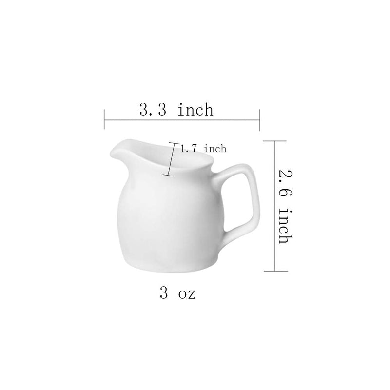 [Australia - AusPower] - Gaolinci 2pcs Mini Classic Pure White Ceramic Creamer with Handle,Small Coffee Milk Creamer Pitcher(3 oz) 3 oz 