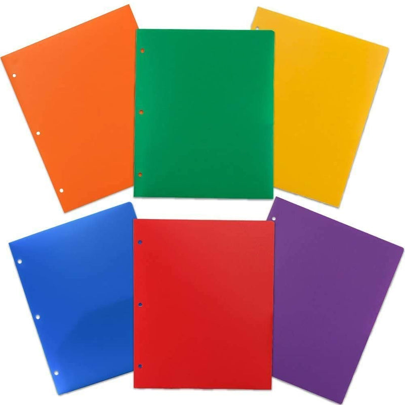 [Australia - AusPower] - JAM PAPER Heavy Duty Plastic 3 Hole Punch Pocket Folders - Extra Tough School Folders - Assorted Primary Colors - 6/Pack 