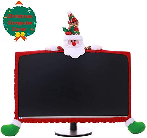 [Australia - AusPower] - SUSHAFEN 1 Pack Christmas Computer Monitor Border Cover TV Monitor Cover Elastic Laptop Computer Cover for Xmas Home Office Computer Decoration-Santa Claus 