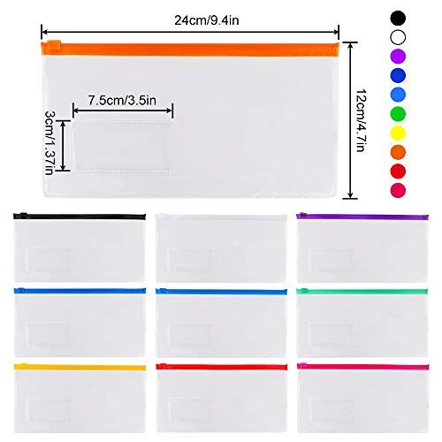 [Australia - AusPower] - EOOUT 24 pcs Poly Zip Envelope, Reusable Envelopes, Pencil Case Bulk, Bill Bag, 9 x 4.7 Inches, A6 Size, 10 Colors, for School and Office Supplies 