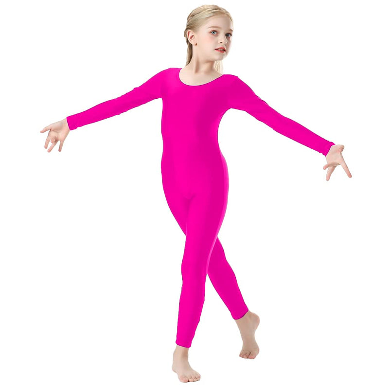 [Australia - AusPower] - OVIGILY Girls Kids Long Sleeve Dance Unitard Bodysuits Magenta XX-Large(12-14) 