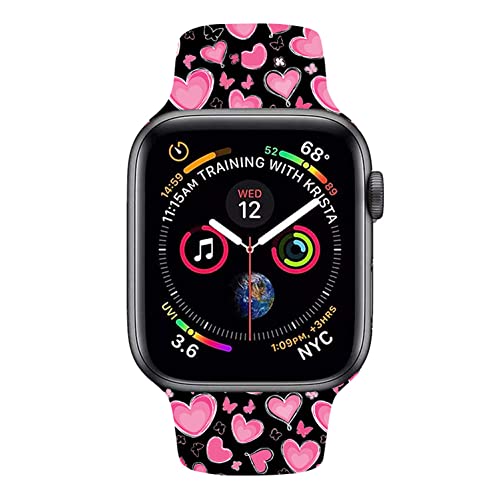 [Australia - AusPower] - Valentine's Day PatternWatch Band Compatible with Apple Watch 38mm 40mm 42mm 44mm Adjustable Wristbands Silicone Smartwatch Replaceable Strap for IWatch Series 7 6 5 4 3 2 1 style 2 38mm/40mm 