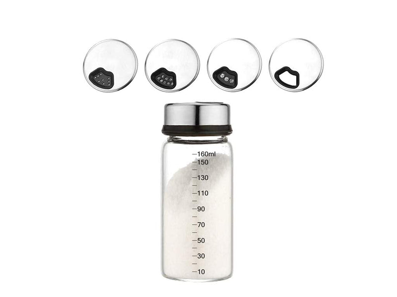 [Australia - AusPower] - ZETA Salt and Pepper Shaker with Adjustable Pour Holes Lid, Stainless Steel Cap Glass Body 