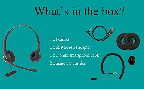 [Australia - AusPower] - RJ9 Cisco Corded Office HD Voice Phone Headset for Cisco IP Phones 6851 6861 7945g 7962g 8811 8841 8845 8851 8861 8961 9951 Series Model,Plus 3.5mm Connector (Binaural) RJ9 Duo for Cisco 