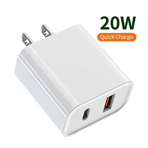 [Australia - AusPower] - Shenzhen Good-She Technology Co. Ltd. 20W USB C Fast Charger Port PD Power Delivery + Quick 3.0 Wall Block for iPhone 12/11/ Pro Max, XS/XR/X, 8/7/6, iPad Pro, AirPods Samsung Galaxy, Pixel White 