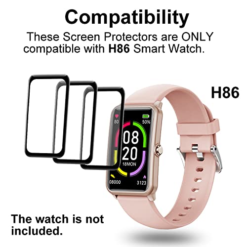 [Australia - AusPower] - smaate Screen Protector for H86, Compatible with MOREPRO, FITVII Fitcloud Pro H86 1.57inch Smartwatch for Women, 3-Pack, Square, 3D Full Coverage, Curved Edge frame, Anti-shatter, Anti-scratch 