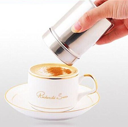 [Australia - AusPower] - Honbay Stainless Steel Chocolate Shaker Icing Sugar Powder Cocoa Flour Coffee Sifter Cooking Tools Lid Chocolate Shaker Cocoa 