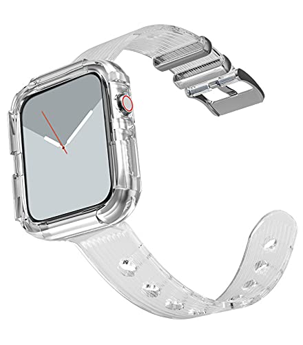 [Australia - AusPower] - BONICI Smart Watch Band for Apple Watch Series 6/SE/5/4/3/2/1 iWatch, Men Women Fashionable Glacier Feeling Stripe Surface Transparent Sport Soft TPU Watch Replacement Band (38mm 40mm) -Green Green 38mm/40mm 